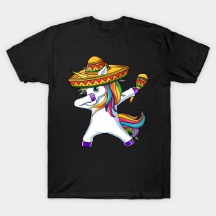 Dabbing Unicorn Rainbow Dab Dance Sombrero T-Shirt